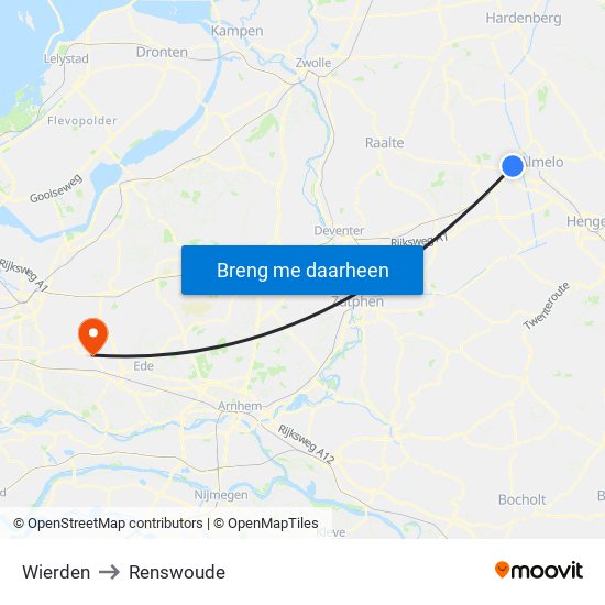 Wierden to Renswoude map