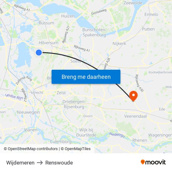 Wijdemeren to Renswoude map