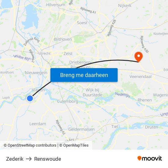 Zederik to Renswoude map