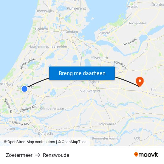 Zoetermeer to Renswoude map