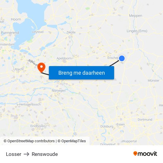 Losser to Renswoude map