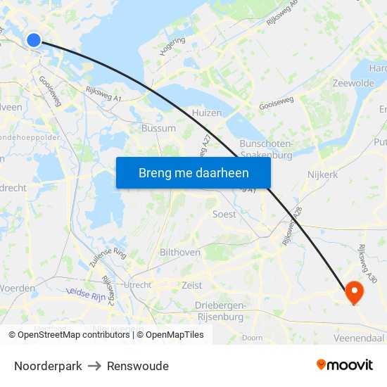 Noorderpark to Renswoude map