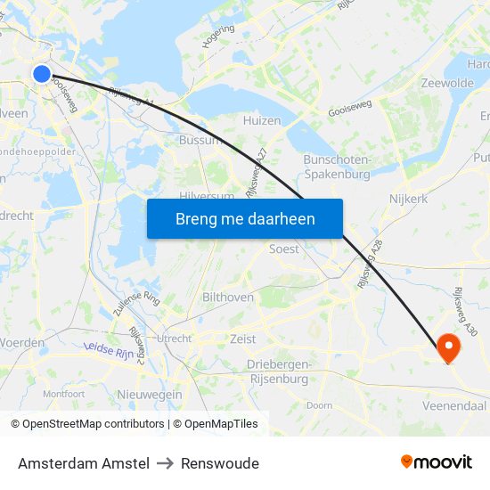 Amsterdam Amstel to Renswoude map