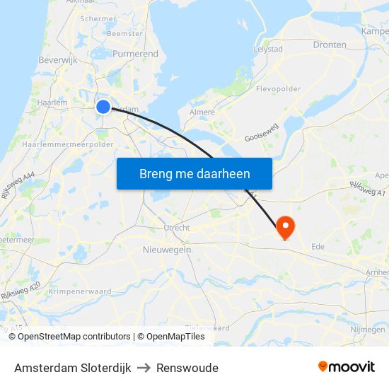 Amsterdam Sloterdijk to Renswoude map