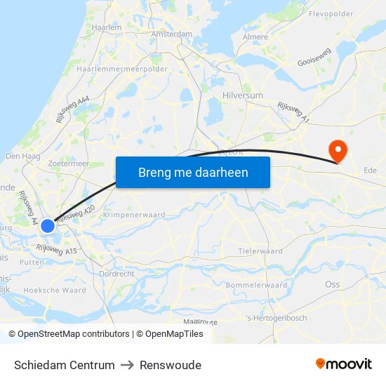 Schiedam Centrum to Renswoude map