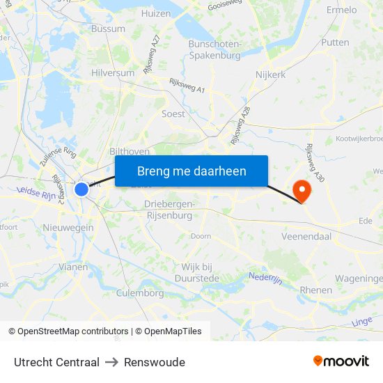 Utrecht Centraal to Renswoude map