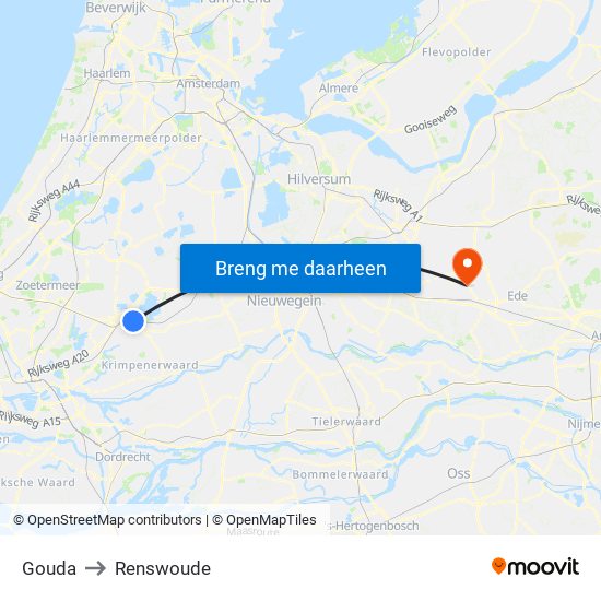 Gouda to Renswoude map