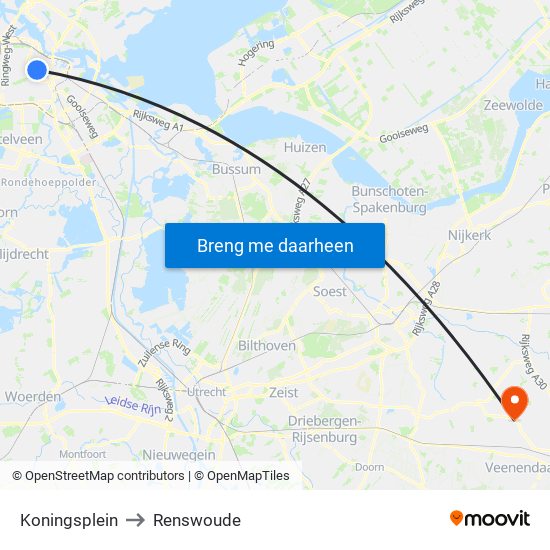 Koningsplein to Renswoude map