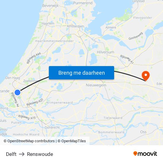 Delft to Renswoude map