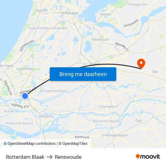 Rotterdam Blaak to Renswoude map