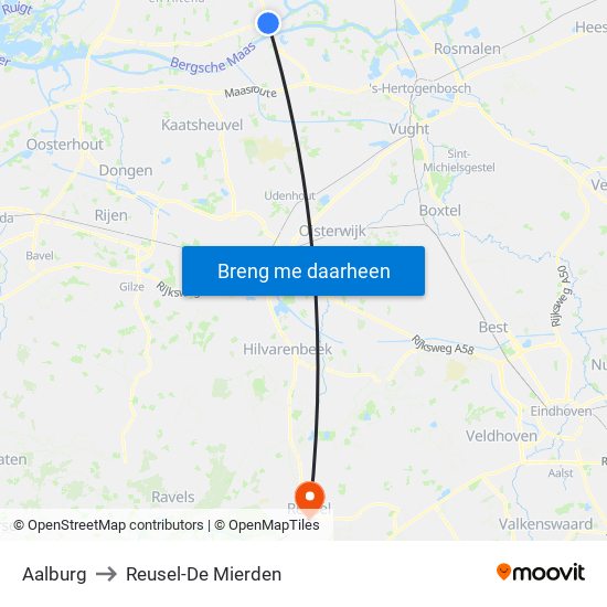 Aalburg to Reusel-De Mierden map