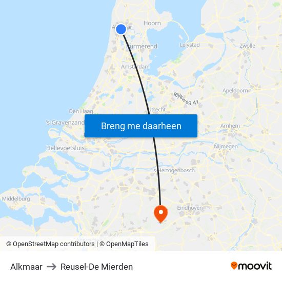 Alkmaar to Reusel-De Mierden map