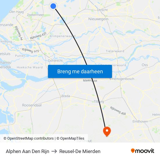 Alphen Aan Den Rijn to Reusel-De Mierden map