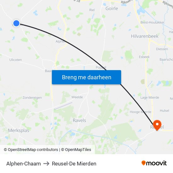 Alphen-Chaam to Reusel-De Mierden map