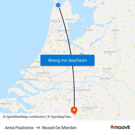 Anna Paulowna to Reusel-De Mierden map