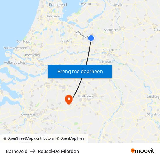 Barneveld to Reusel-De Mierden map