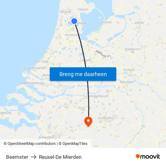 Beemster to Reusel-De Mierden map
