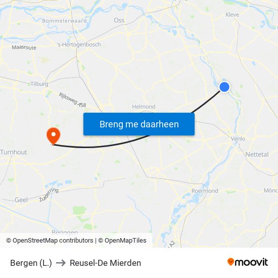 Bergen (L.) to Reusel-De Mierden map