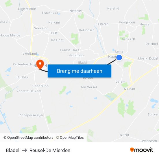 Bladel to Reusel-De Mierden map