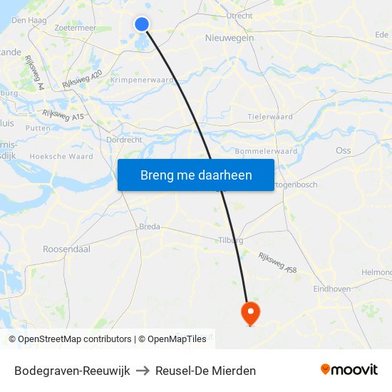 Bodegraven-Reeuwijk to Reusel-De Mierden map