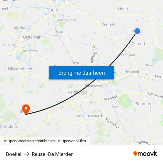 Boekel to Reusel-De Mierden map