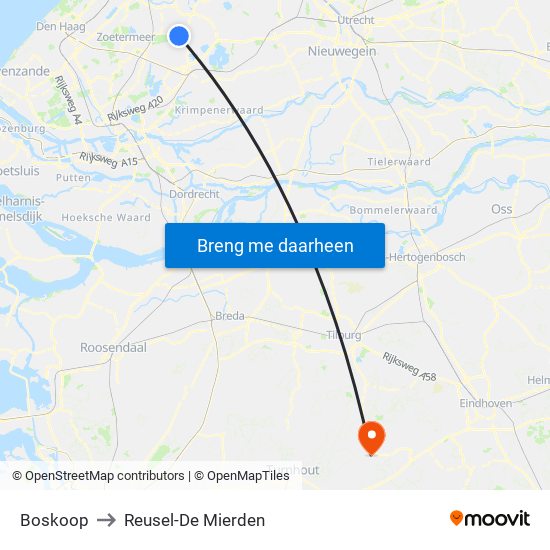 Boskoop to Reusel-De Mierden map