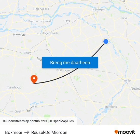 Boxmeer to Reusel-De Mierden map
