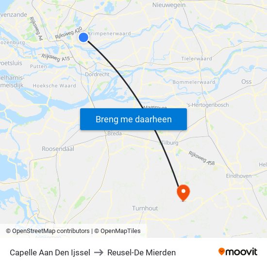 Capelle Aan Den Ijssel to Reusel-De Mierden map