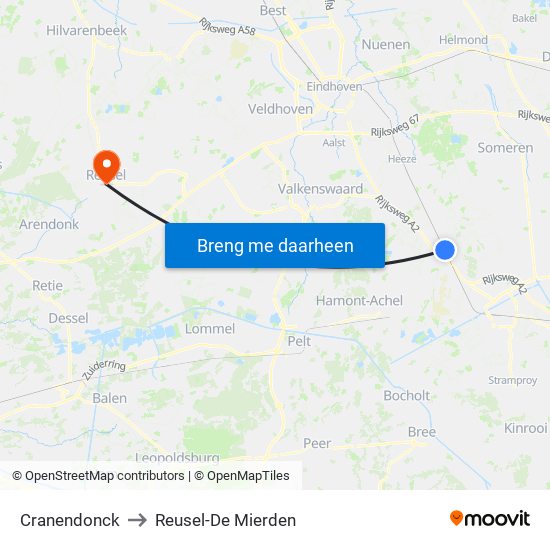 Cranendonck to Reusel-De Mierden map
