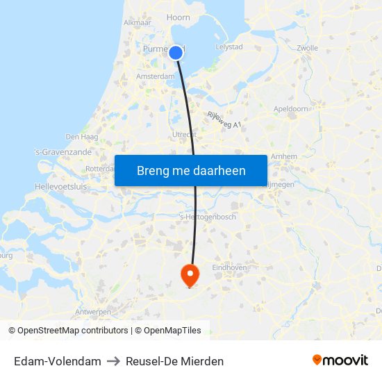 Edam-Volendam to Reusel-De Mierden map