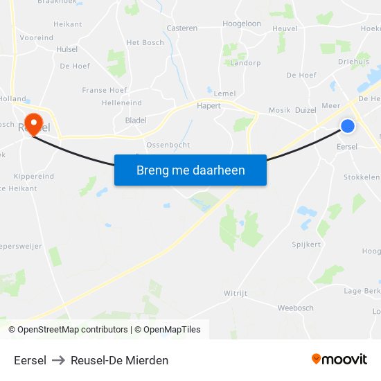 Eersel to Reusel-De Mierden map