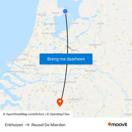 Enkhuizen to Reusel-De Mierden map