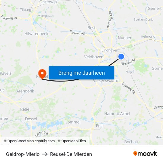 Geldrop-Mierlo to Reusel-De Mierden map