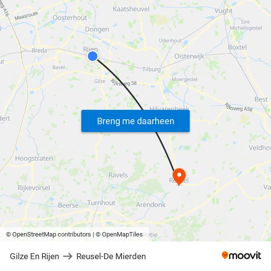 Gilze En Rijen to Reusel-De Mierden map