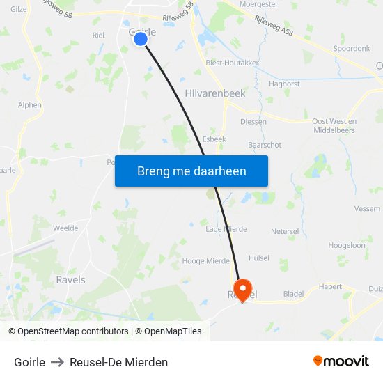 Goirle to Reusel-De Mierden map