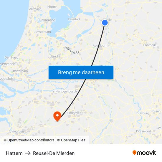 Hattem to Reusel-De Mierden map