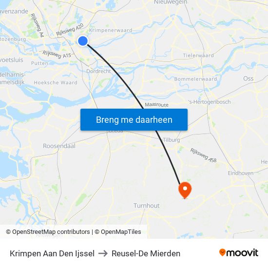 Krimpen Aan Den Ijssel to Reusel-De Mierden map