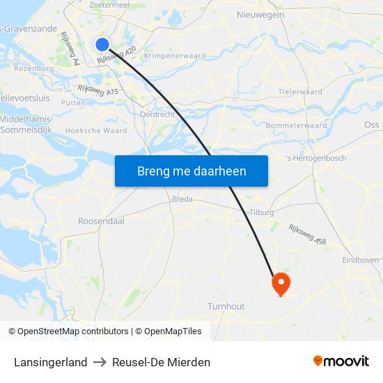 Lansingerland to Reusel-De Mierden map