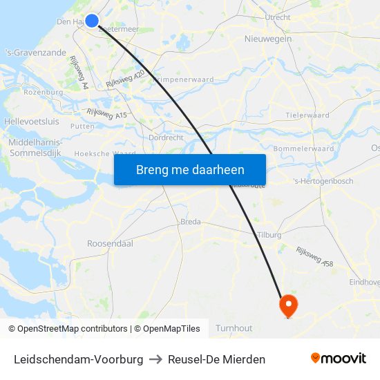Leidschendam-Voorburg to Reusel-De Mierden map