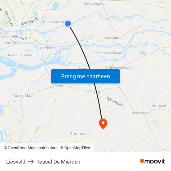 Liesveld to Reusel-De Mierden map