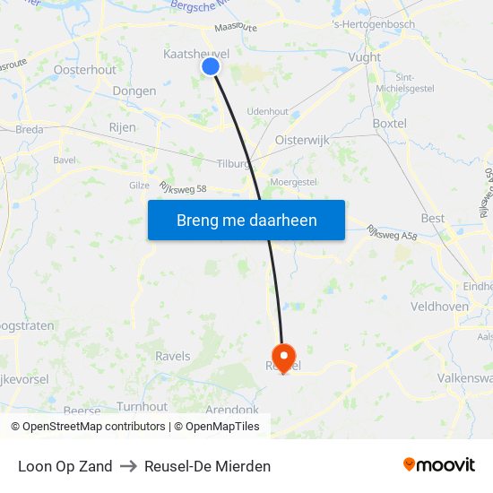 Loon Op Zand to Reusel-De Mierden map