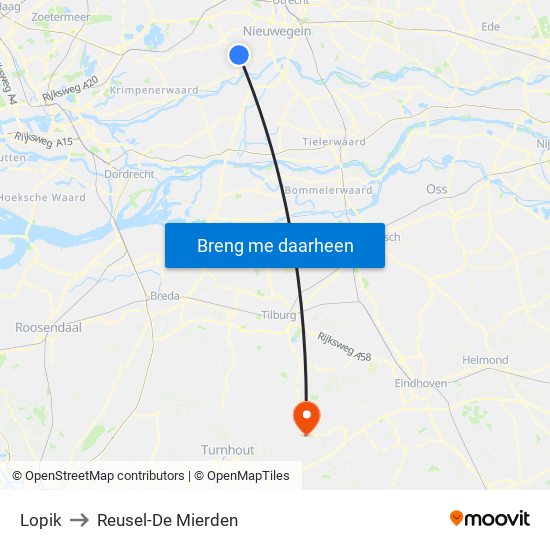 Lopik to Reusel-De Mierden map