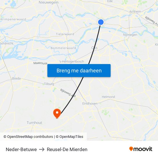 Neder-Betuwe to Reusel-De Mierden map