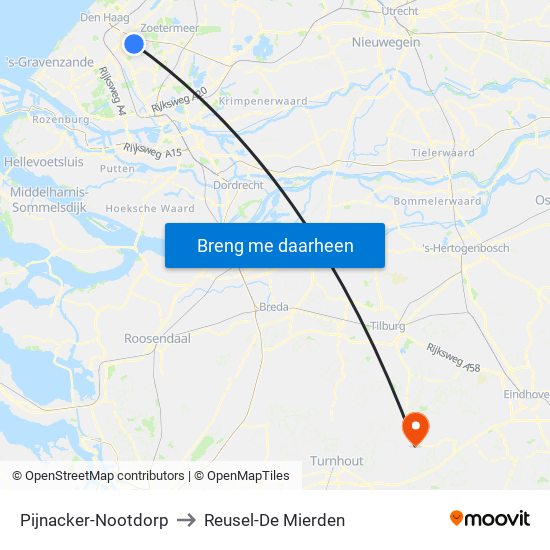 Pijnacker-Nootdorp to Reusel-De Mierden map