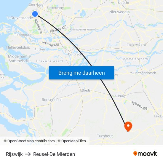 Rijswijk to Reusel-De Mierden map