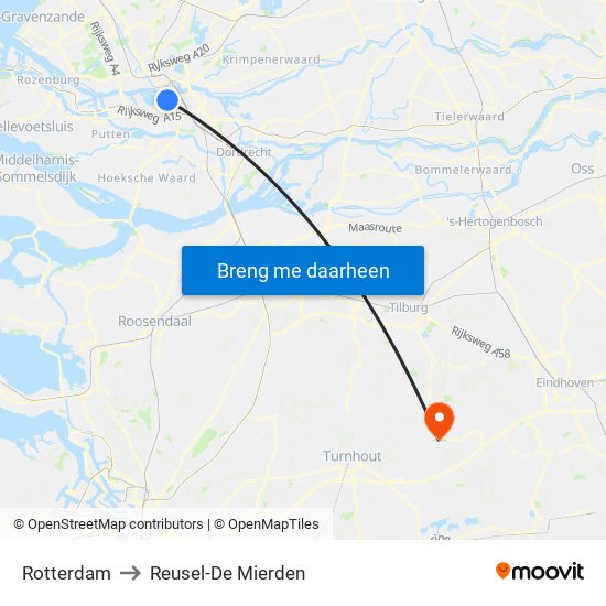 Rotterdam to Reusel-De Mierden map
