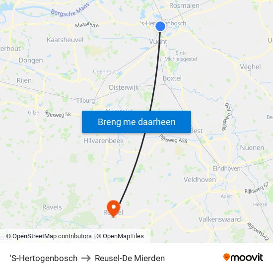 'S-Hertogenbosch to Reusel-De Mierden map