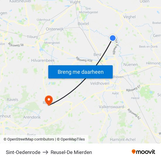 Sint-Oedenrode to Reusel-De Mierden map