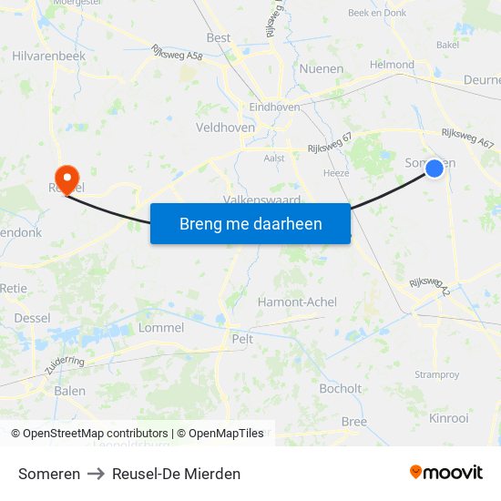 Someren to Reusel-De Mierden map