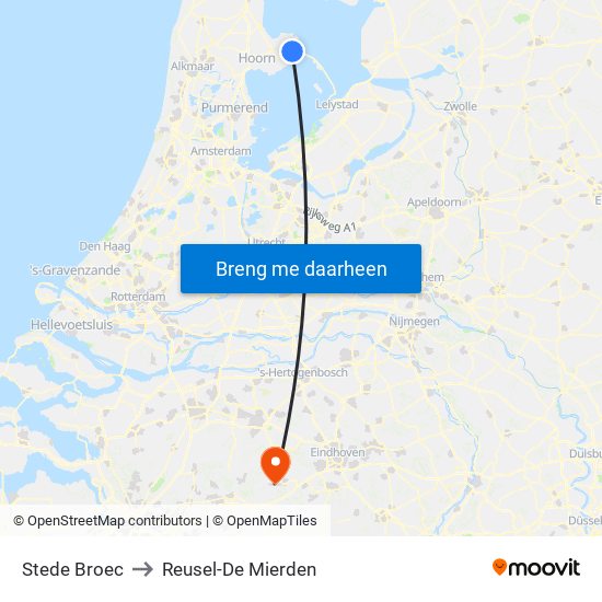 Stede Broec to Reusel-De Mierden map